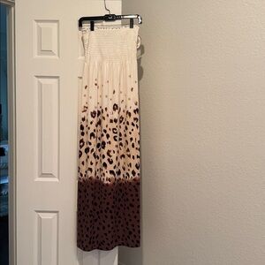 Soma Strapless Leopard Print Dress - Cream and Brown